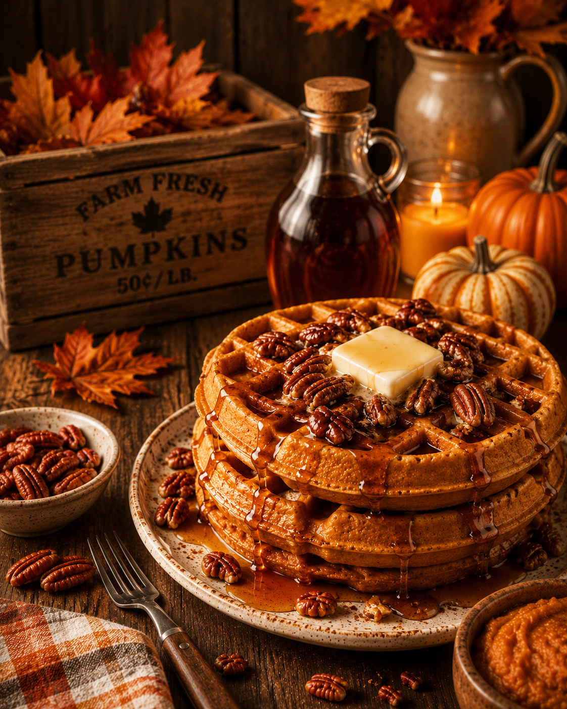 Pumpkin Pecan Waffles